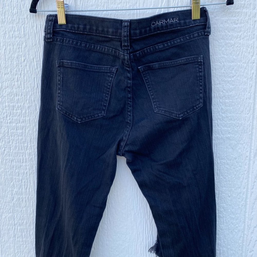 Carmar Destroyed Black Denim Jeans Ripped Distressed Size 27 - Picture 7 of 10